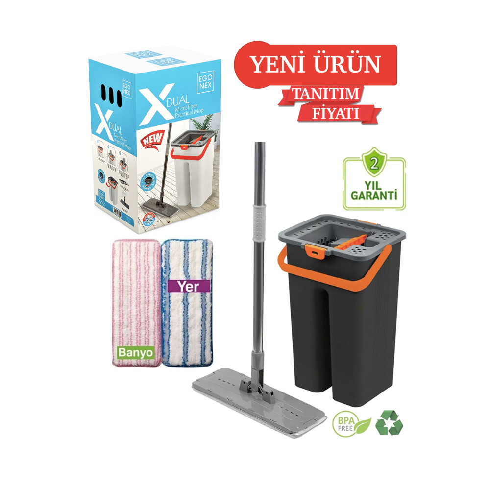 Egonex X-dual 2 Adet Mikrofiber Mop Magic Flat (TABLET) Mop Set Temizlik Seti Deterjan ve Temizlik Ürünleri Fiyatı