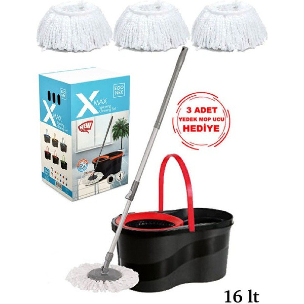 Egonex X-Max Mop Döner Başlıklı Temizlik Seti- Kova Mop Seti 16 Lt Temizlik Malzemeleri Fiyatı