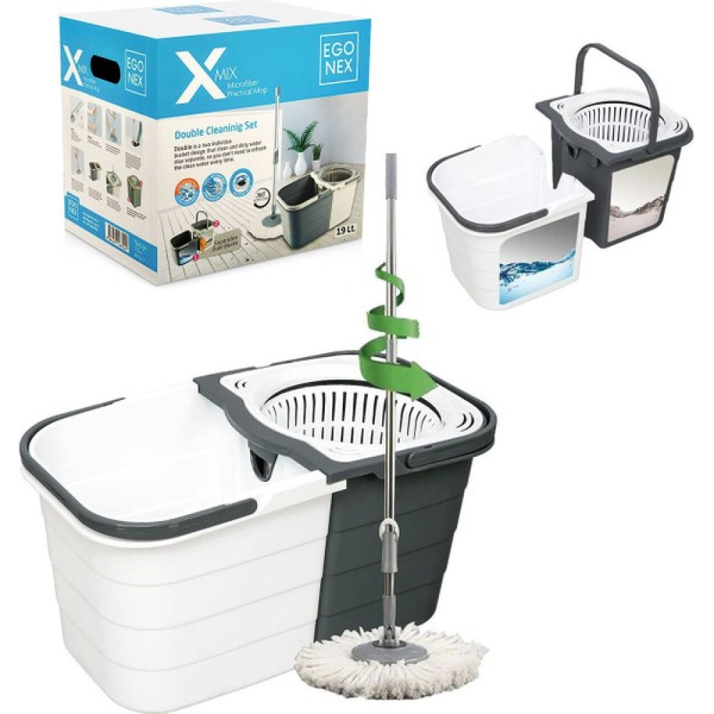 Egonex X-Mix Double Döner Başlıklı Temizlik Seti Duo Mop Kirli Su Temiz Su Ayrı 19 Lt Temizlik Malzemeleri Fiyatı