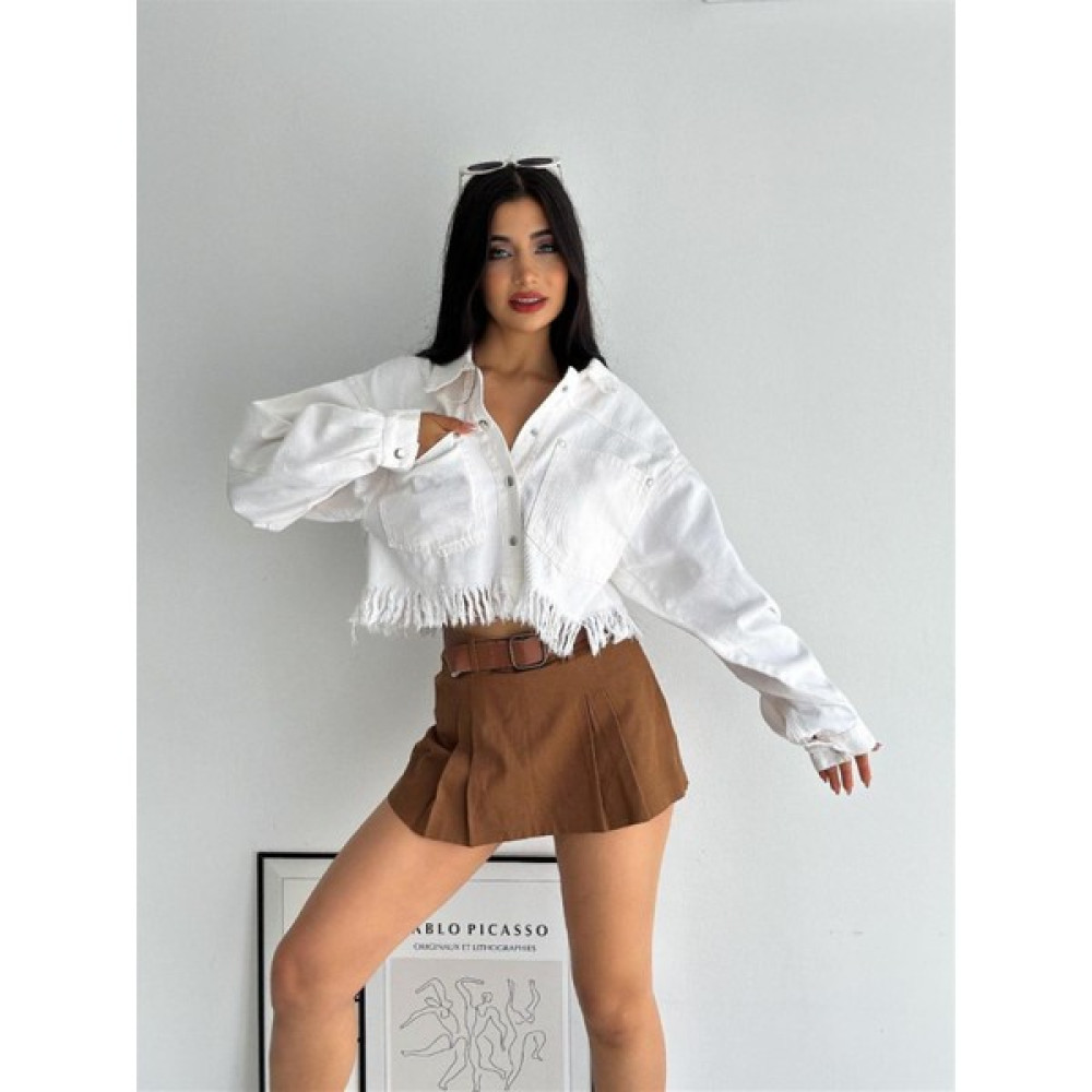 Egs Bayan Yeni Model Beyaz Kot Ceket 2580854 Bayan Ceket Fiyatı