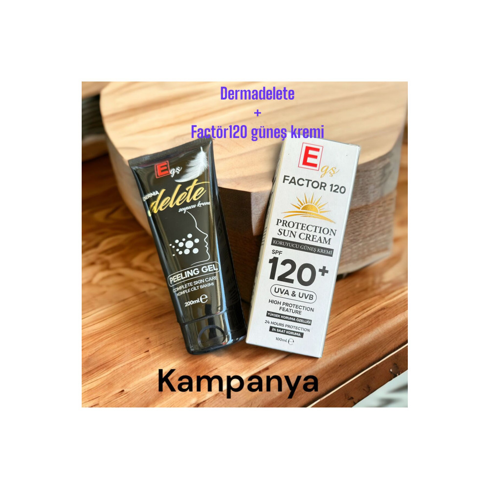 EGŞ COSMETİCS Dermadelete Soyucu Krem Factör 120 Güneş Kremi Iki Ürün Beraber Cilt Temizleme ve Peeling Fiyatı