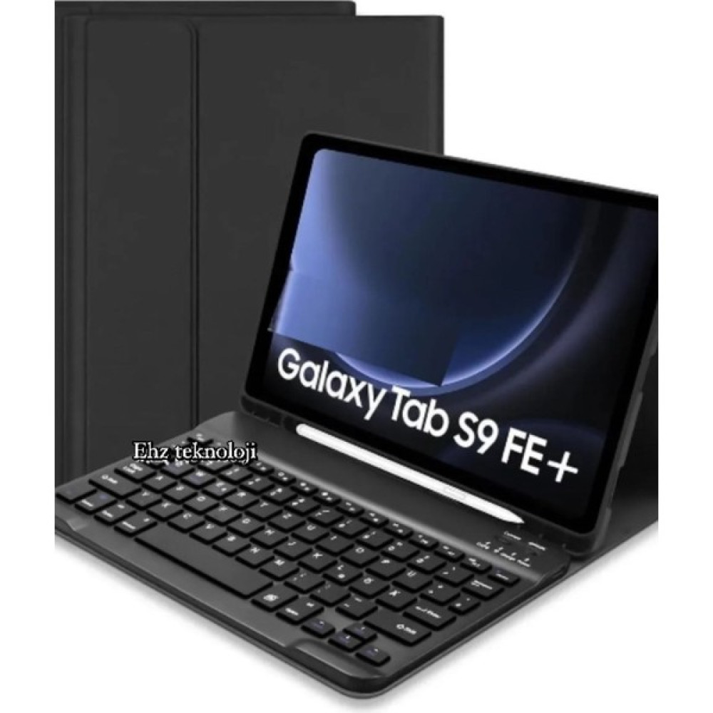 EHZ Teknoloji Samsung Galaxy Tab S9 Fe Plus 12.4" Klavyeli Kilif Kalem Bölmeli Bluetooth Özellikli Stand Türkçe Q - Siyah Tablet Kılıfı Fiyatı