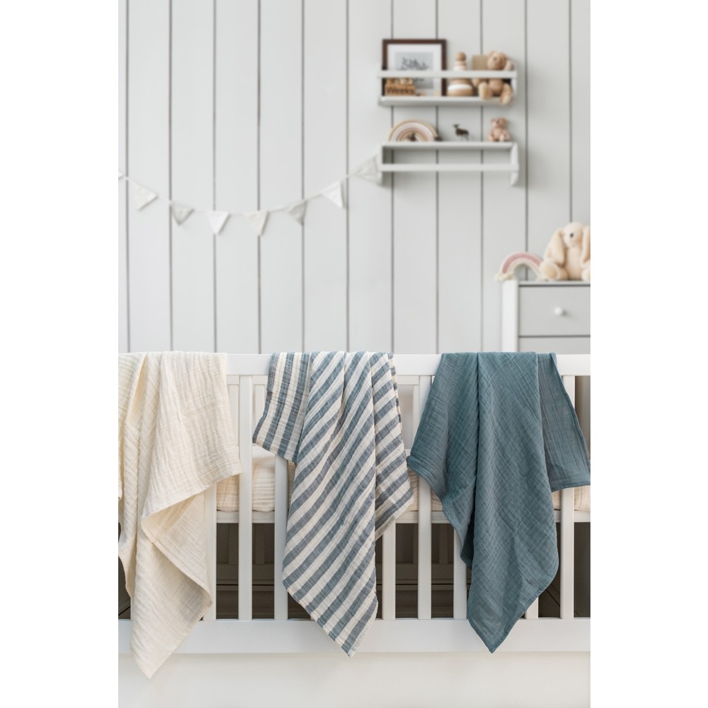 EIFIN Müslin Örtü & Battaniye 3'lü Set %100 Pamuk Oeko-teks Sertifikalı 80x80 CM - 70 x 80 cm - Mavi Battaniye Fiyatı