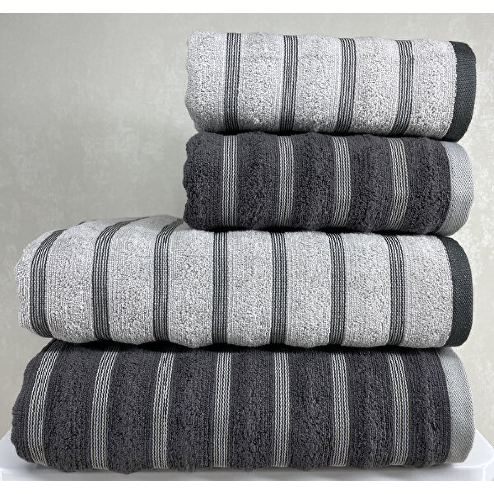 EIFIN Pamuk Yumuşak 4'lü Banyo Havlu Seti (2 Adet El,yüz&baş Havlusu ve 2 Adet Banyo Havlusu) - 70 x 140 cm - Siyah Banyo Havlusu Fiyatı