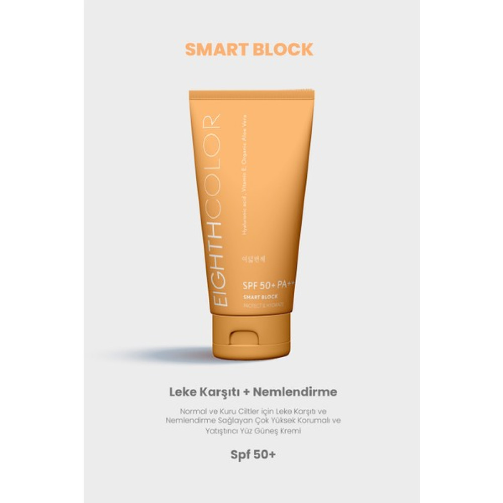 Eighth Color Smart Block - Normal Ve Kuru Ciltler Için Leke Karşıtı Ve Nemlendirme Sağlayan Çok Yüksek Korumali Yüz Günes Kremi - Spf 50+ 50ml " Güneş Kremleri ve Losyonları Fiyatı