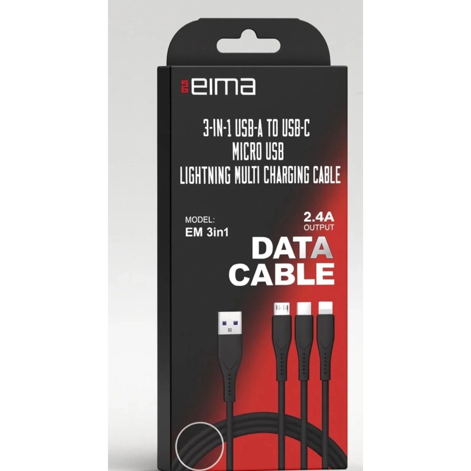 Eima 3 in 1 Çoklu Şarj ve Data Kablosu – Lightning / Type-C / Micro USB - Çok Renkli Bilgisayar Çevirici ve Adaptörü Fiyatı