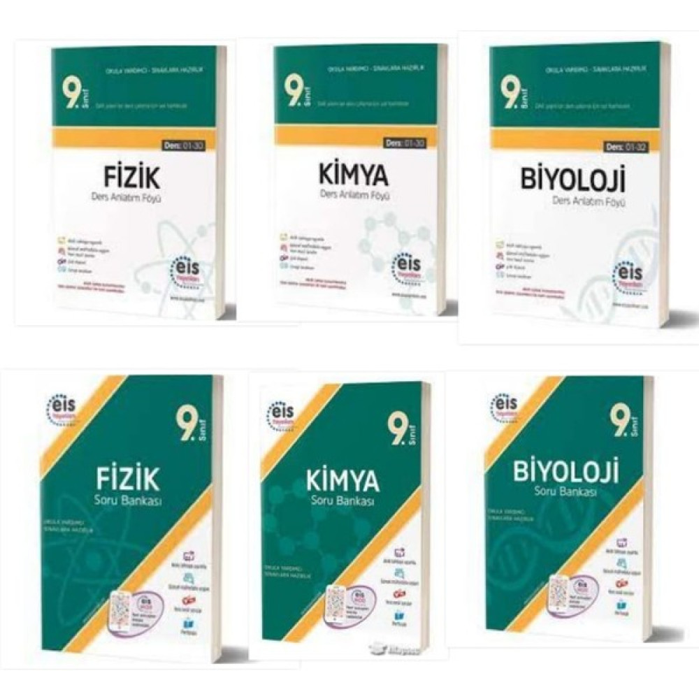 Eis Yayınları Eis 9. Sınıf Fizik-Kimya-Biyoloji Daf -Soru Bankası Seti 6 Kitap Kaynak Kitapları Fiyatı