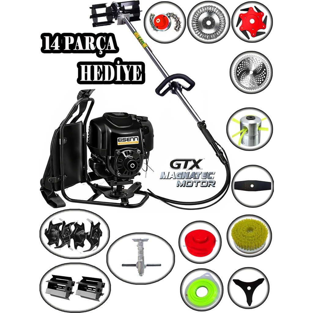 Eisenn Alman Black Eıs RTX14 Pro Sırt Tırpan+ Akrobat Çapalama + Toprak Eşeleme 14 Parça Full Set Ekran Kartları Fiyatı