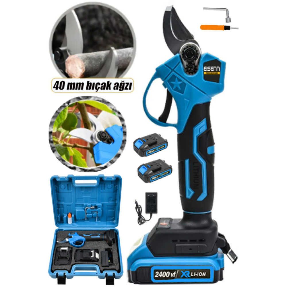 Eisenn Alman Yeni Seri 40 Mm Celik Bicakli Blue Dal Budama Bag Makasi 2400 Vf 25 Ah 2 Akulu Fircasiz Motor Dal Budama Makineleri Fiyatı