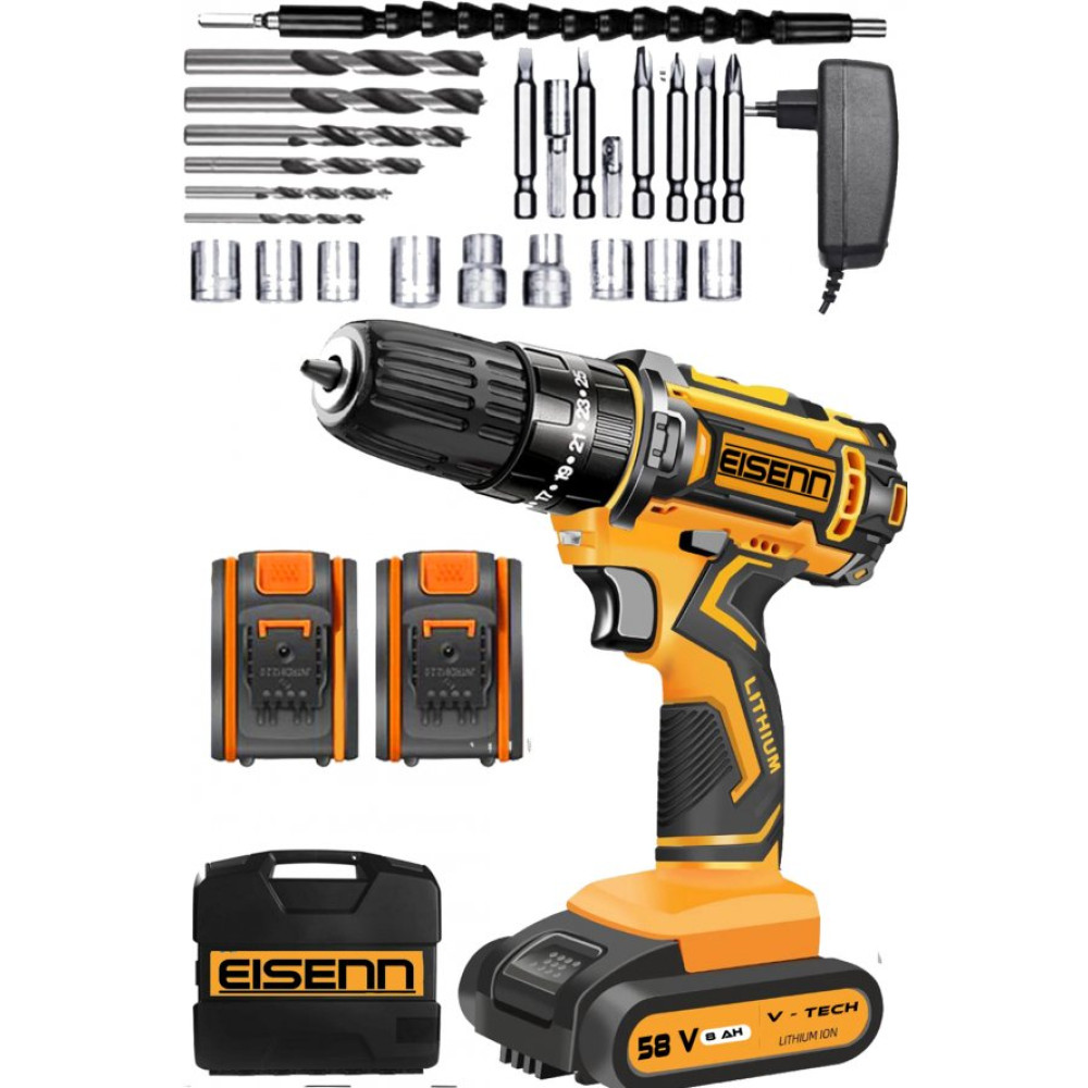 Eisenn Germany Technology 58 V 8 Ah V-Tech Yellov Cift Akulu Sarjli Matkap Usta Setli Matkaplar Fiyatı