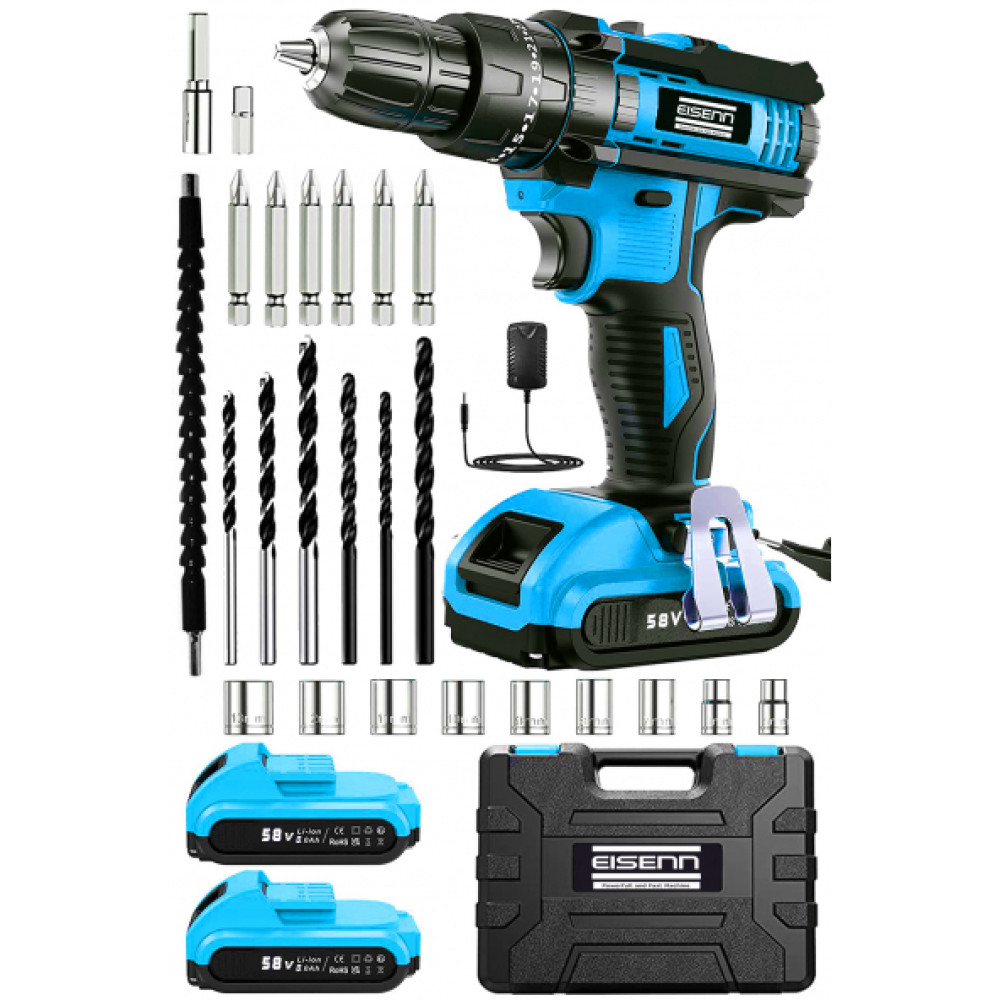 Eisenn Germany Technology Protech Blue Serıes 58 V 8 Ah Cift Akulu Seri Vidalama Matkap + 27 Pcs Set Matkaplar Fiyatı