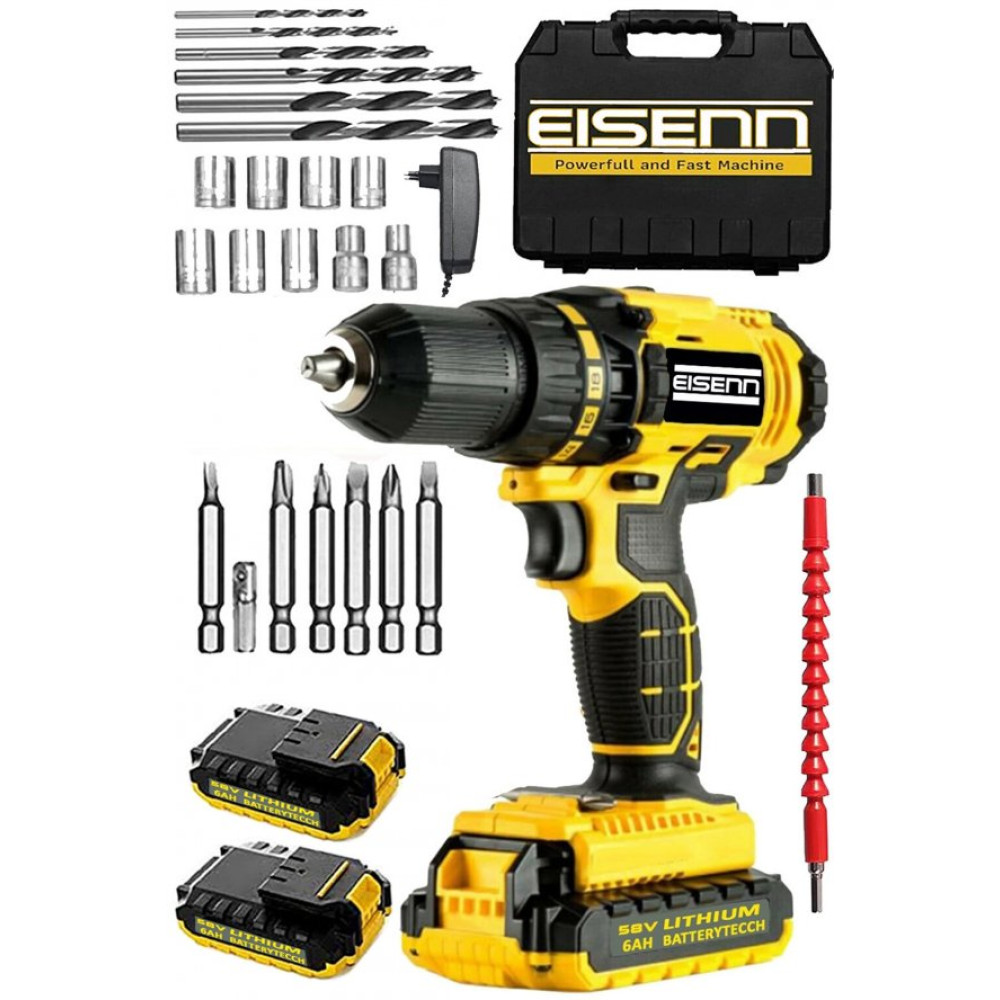 Eisenn Germany Teknoloji Yellow Pro 58 V 8 Ah Samsung Cift Akulu Seri Vidalama Matkap + Usta Yardimci Set Matkaplar Fiyatı