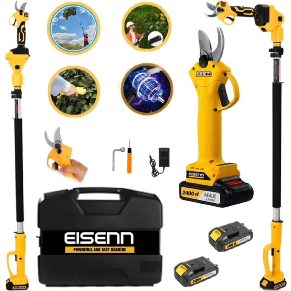 Eisenn Germany Yellow Series 2400 Vf 20 Ah 2 Blue Series Akülü Ağaç Dal Kesme Bağ Budama Makası + 2.7 mt Teleskop Hediyeli Ağaç Kesme Makinesi Fiyatı