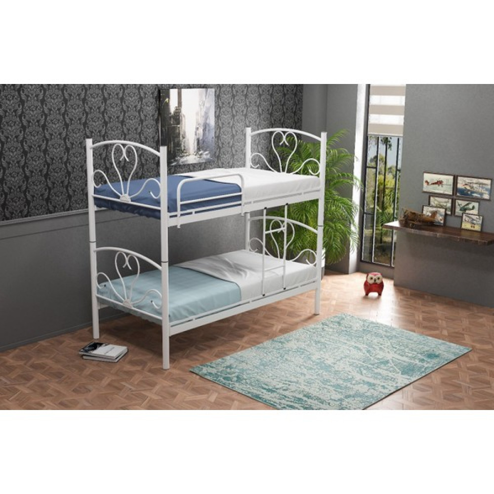 Ejder Metal Ranza 90X190 Genç Çocuk Yatak Odası Metal Ranza ve Karyola (Yataksız) - Beyaz - 190 x 190 cm Ranza Fiyatı