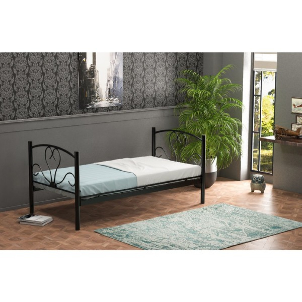 Ejder Metal Tek Kişilik Ferforje Metal Karyola-Siyah (Yataksız) - Siyah - 90 x 190 cm Karyola Fiyatı