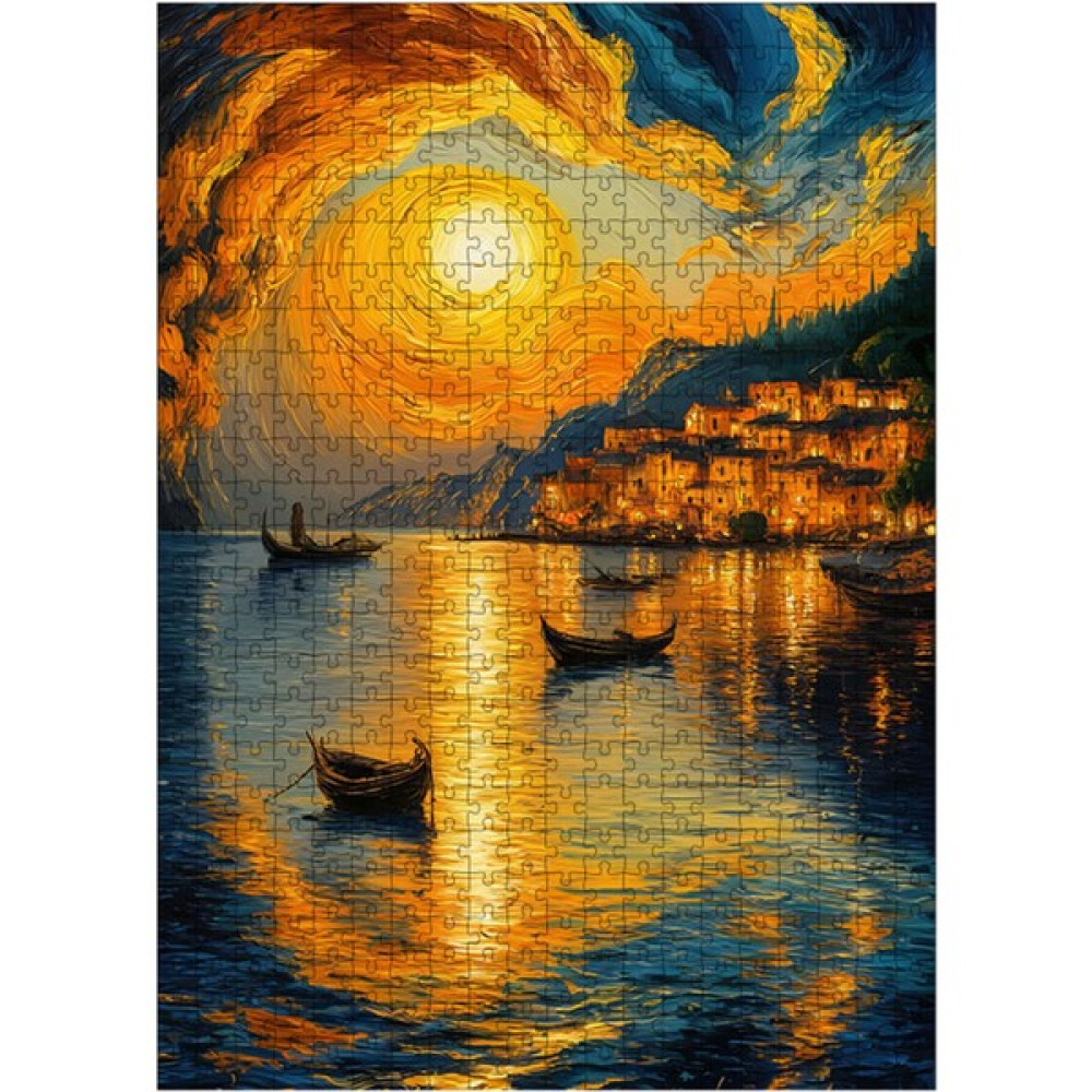 Ekart Ahşap Mdf Puzzle Yapboz Gün Batımı Sahil Kasabası ve Kayıklar 500 Parça 50*70 cm Puzzle & Aksesuarları Fiyatı