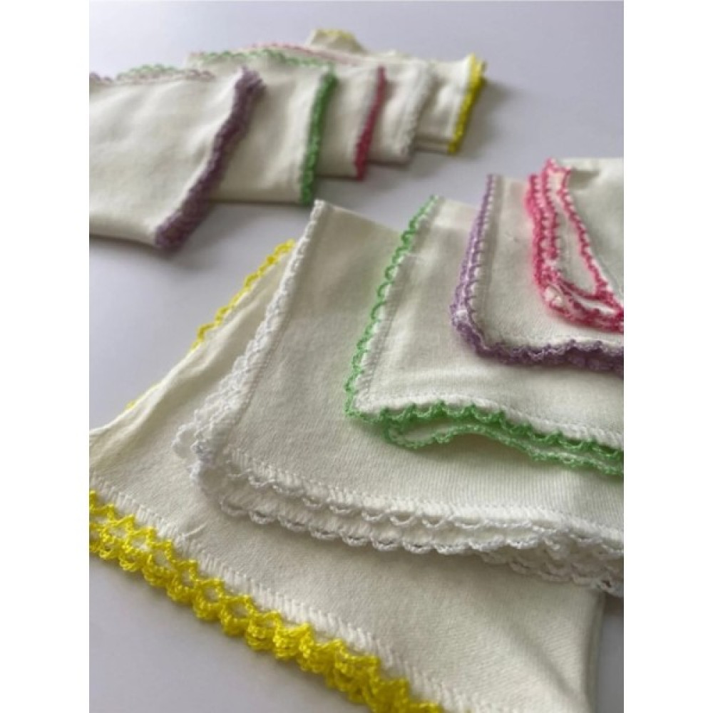 Eke Baby %100 Pamuklu 10'lu Çift Taraflı Renkli Köşeli Bebek Ağız Penye Lüx Mendili (22X22 Cm) Baby Hanky - Standart Mama Önlüğü Fiyatı