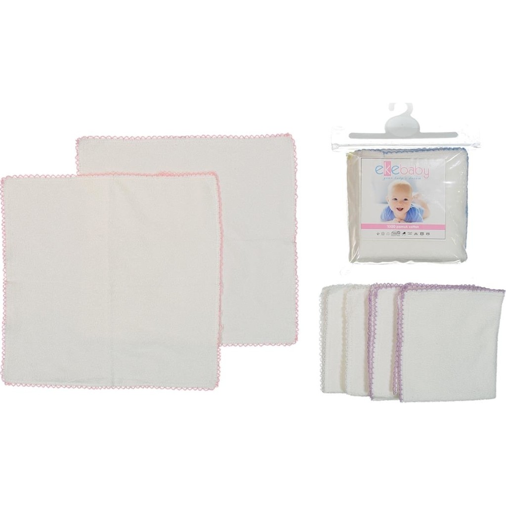 Eke Baby Renkli Oyalı 6'lı Paket Kız Bebek Ter Havlusu - Pembe El / Yüz Havlusu Fiyatı
