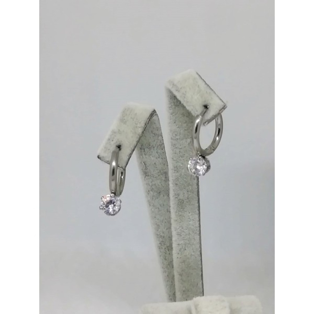 Eke Butik Tek Taş Küpe - 1 cm - Gri Altın Küpe Fiyatı
