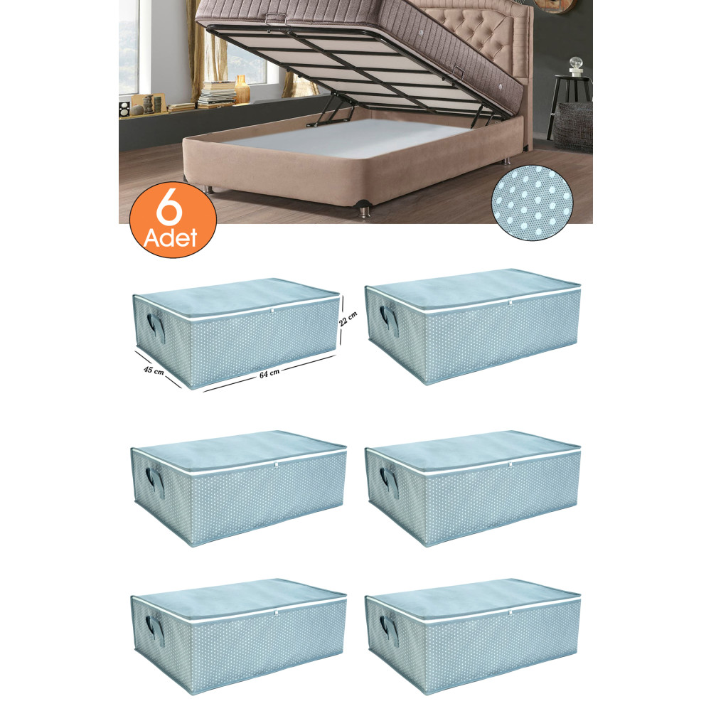 Ekici home textile 6 Adet Puanti desenli -çekyat Baza Tipi Hurc - Baza Altı Büyük Boy Saklama Hurcu 65 x 45 x 22 cm Hurç Fiyatı