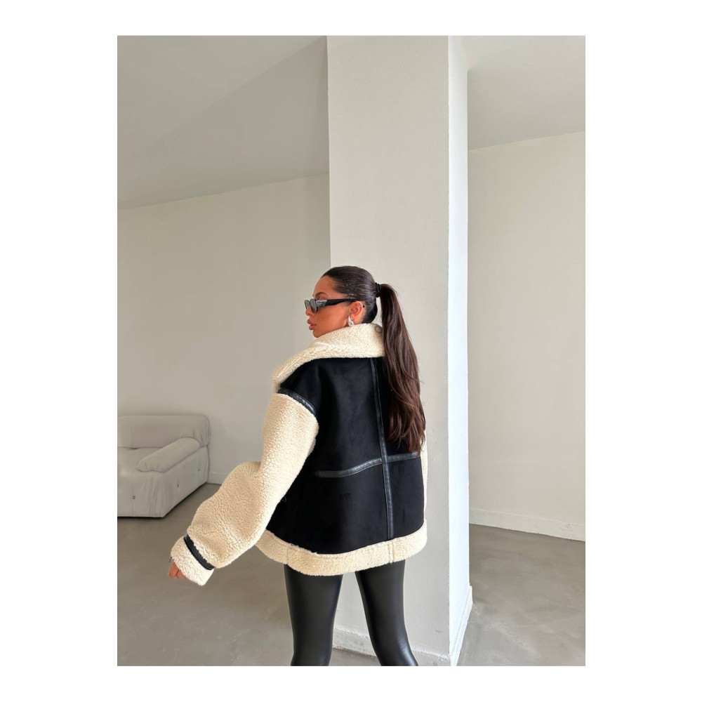 Ekim Store Süet Kolları Peluş Biker Mont XL Beden Bayan Mont Fiyatı