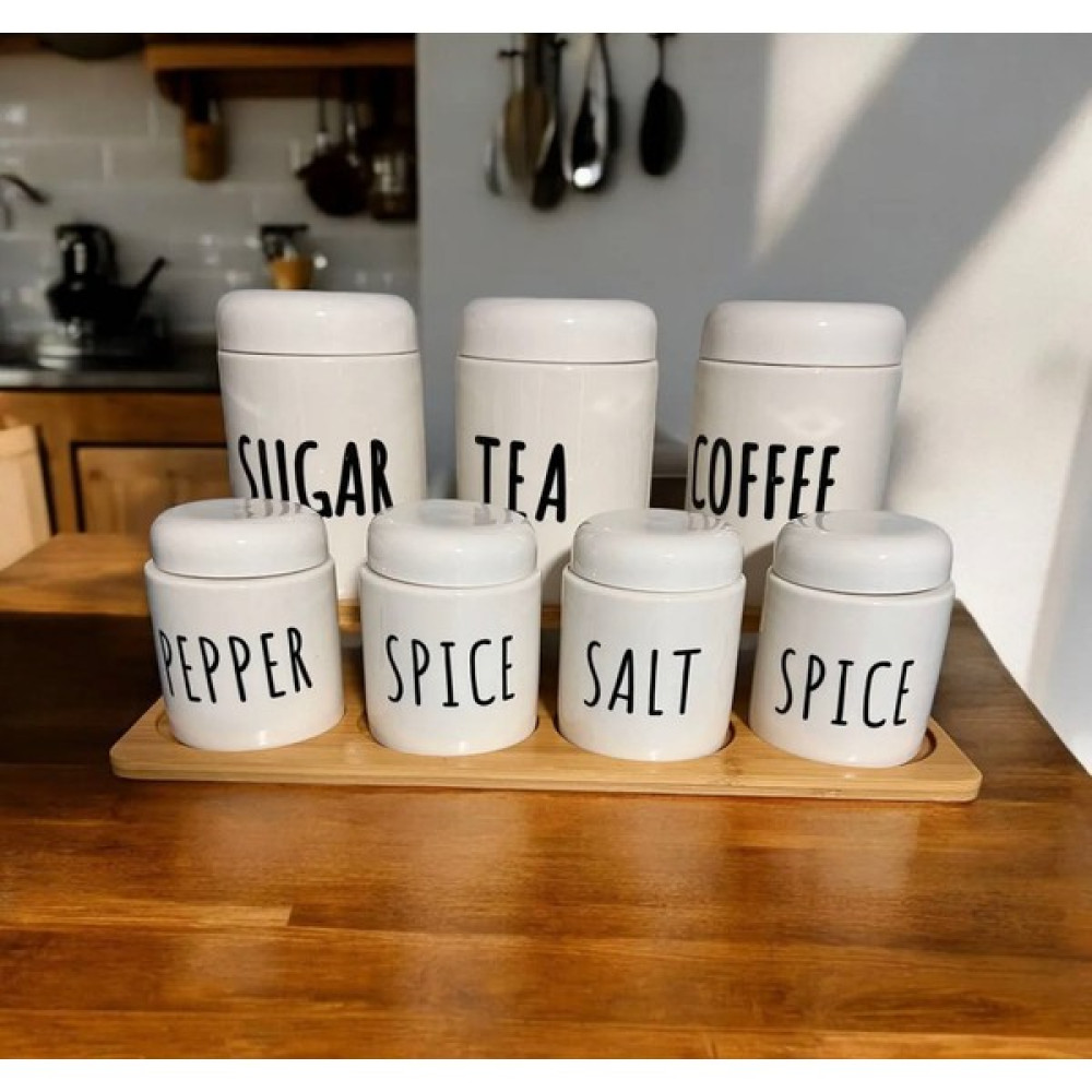 Ekinci Home Bambu Standlı 7 Li Porselen Baharatlık Seti - Beyaz - 250 ml Baharat Setleri & Baharatlıklar Fiyatı