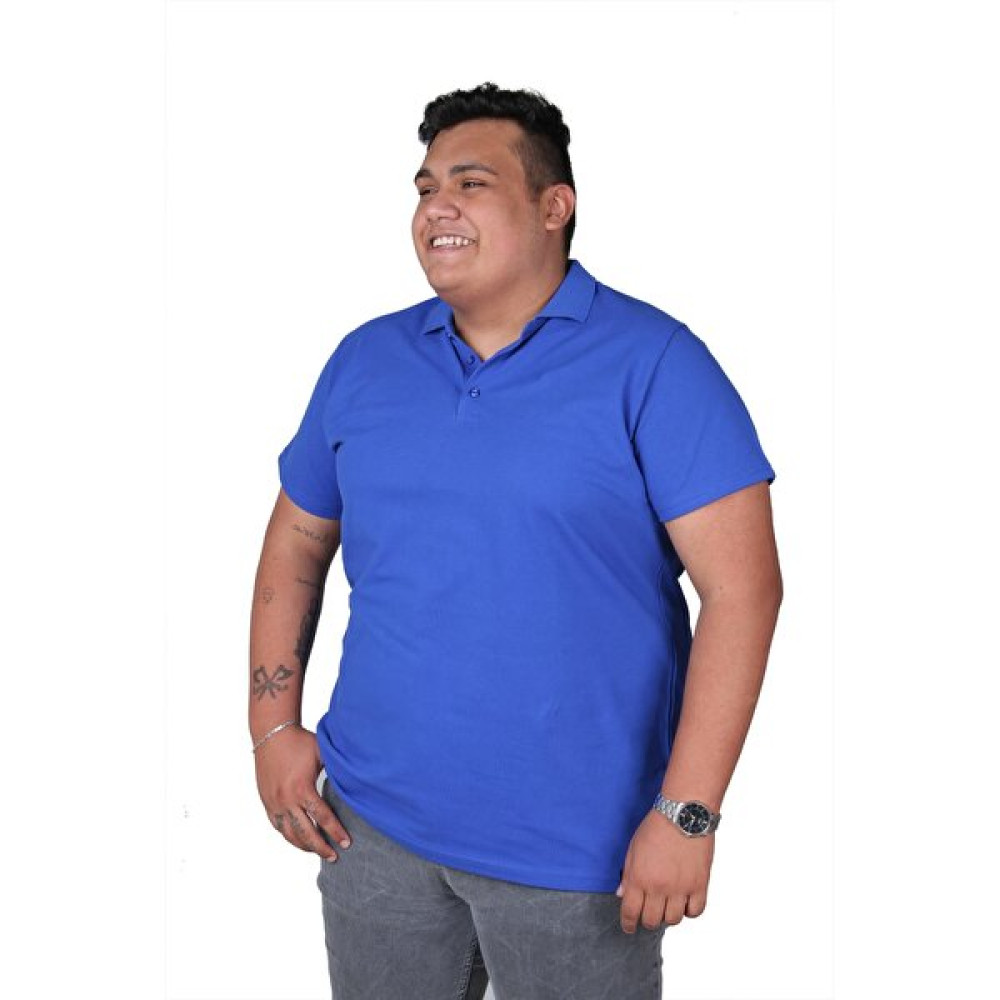 Ekis Büyük Beden Cepsiz Mavi Pamuklu Polo Yaka T-Shirt Erkek T-shirt Fiyatı