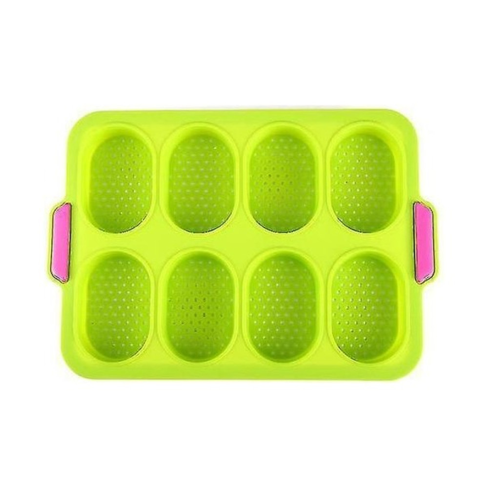 Ekmek Tavalar Kalıplar 8-Deliği Yapışmaz Silikon Ekmek Pişirme Pan Dıy Mini Mutfak Kalıp Oval Pasta Aracı Fransız Ekmek - Yeşil Kek Kalıpları Fiyatı