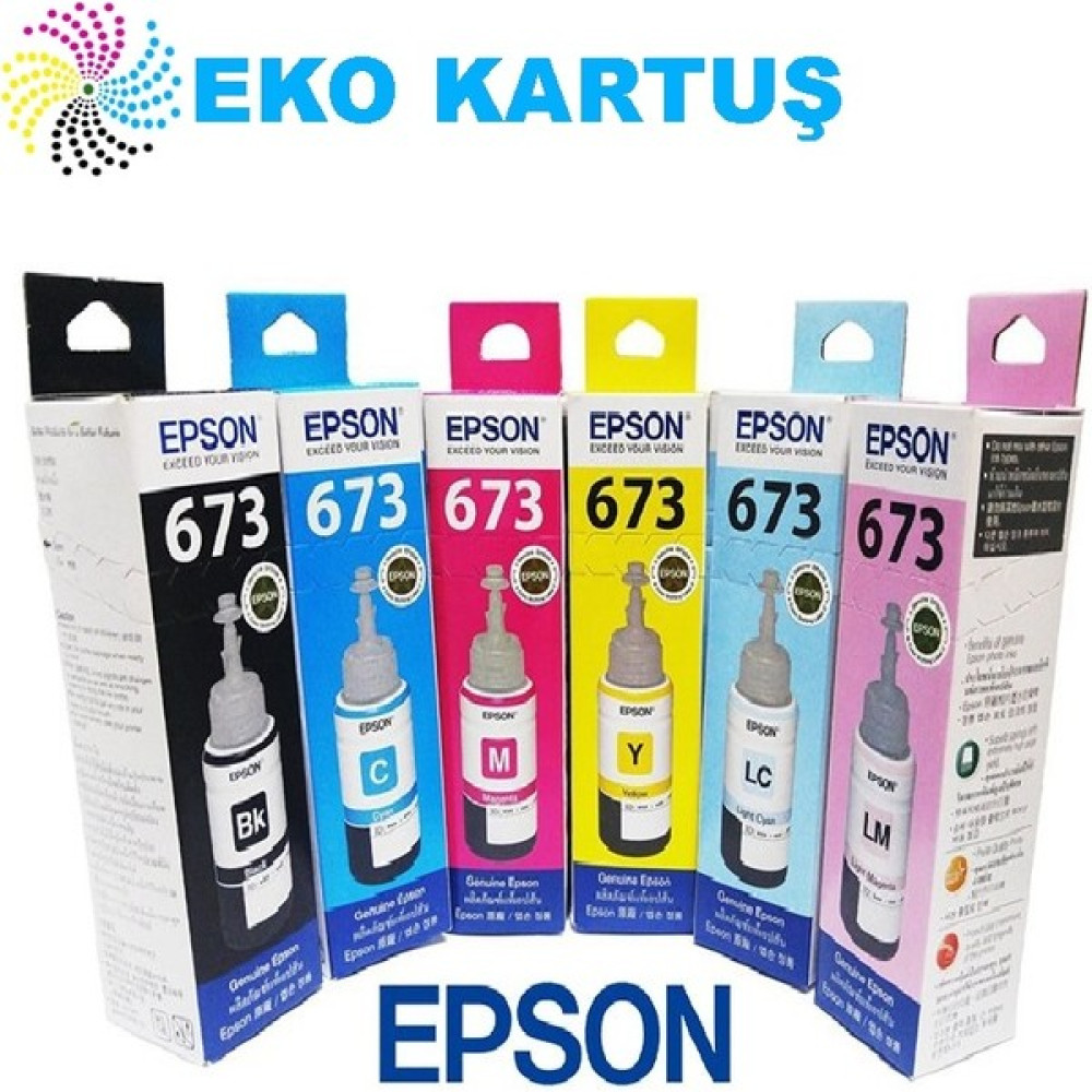 Eko Kartuş EPSON T673 Orijinal Mürekkep Set (6 Lı) L800-L810-L850-L1800 -70M SP.673SET - Renkli Kartuşlar Fiyatı