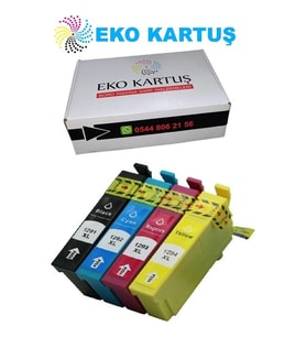 Eko Kartuş Epson Workforce Pro WF-7015 (T1291-T1292-T1293-T1294) Set Muadil Kartuş - Renkli Tonerler Fiyatı