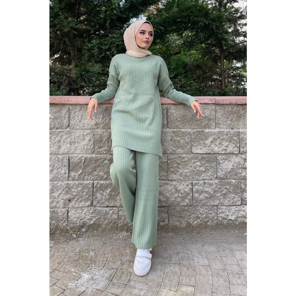 EkoGiyim Tesettür Fitilli Uzun Kol Alt-Üst İkili Takım Bluz Pantolon L Beden Tesettür Giyim Fiyatı