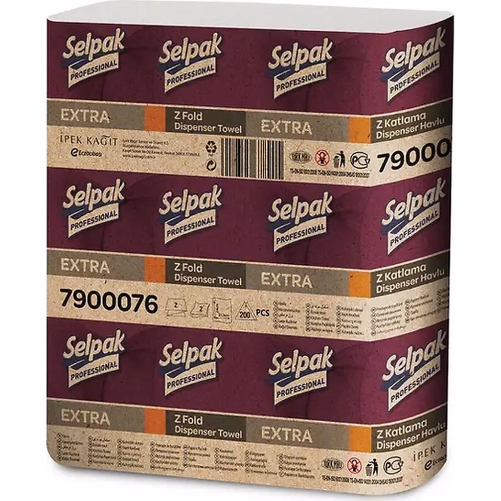 Ekol Ambalaj Selpak Professional Extra Z Katlama Dispenser Kağıt Havlu 200 Yaprak 12'li Paket - Beyaz El / Yüz Havlusu Fiyatı