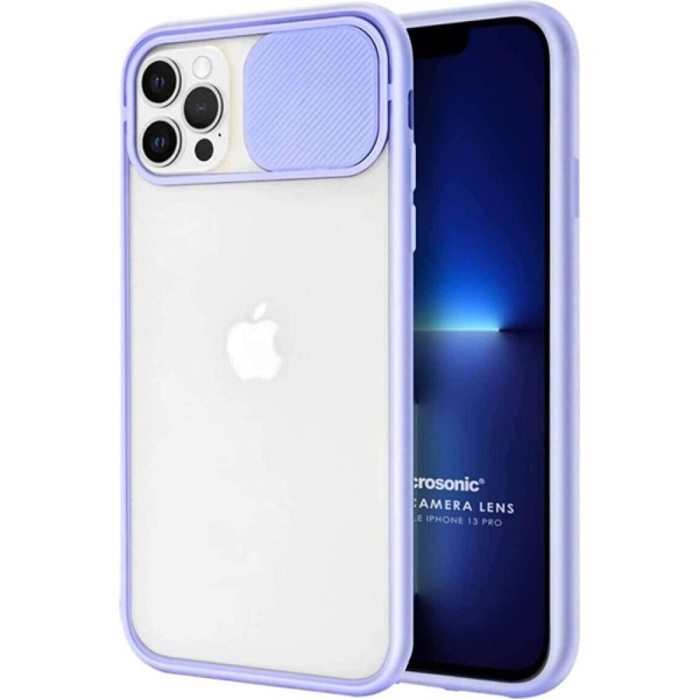Ekolaks Apple iPhone 13 Pro Kılıf Slide Sürgülü Kamera Lens Korumalı + Ekran Koruyucu - Mor Cep Telefonu Kılıfı Fiyatı