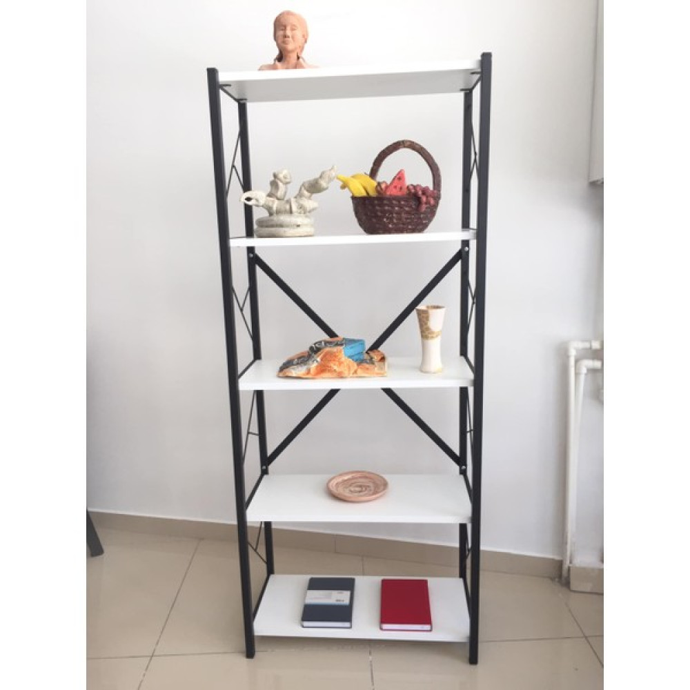 Ekomob Dekoratif 5 Raflı Metal Kitaplık Beyaz Kitaplık Fiyatı