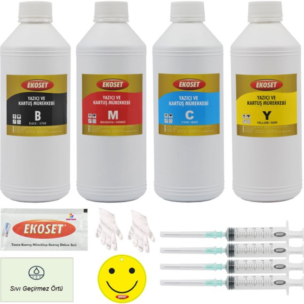 Ekoset Canon uyumlu Tanklı yazıcılar için mürekkep 4 renk 1 Litre GI-490 uyumlu - Renkli Kartuşlar Fiyatı