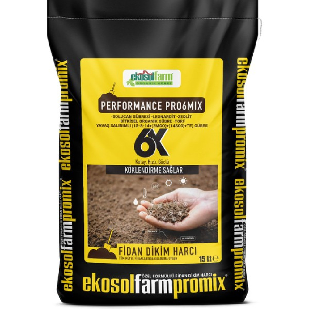 Ekosolfarm Fidan Dikim Harcı Performans PRO6MIX Gübre 15 Litre Gübre Fiyatı