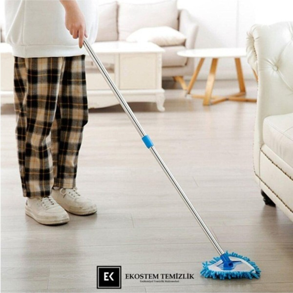 Ekostem Mini Boy Mikrofiber Uçlu Teleskopik Cam, Duvar Temizleme Mopu Makarna Uçlu Mop - Mavi Temizlik Malzemeleri Fiyatı