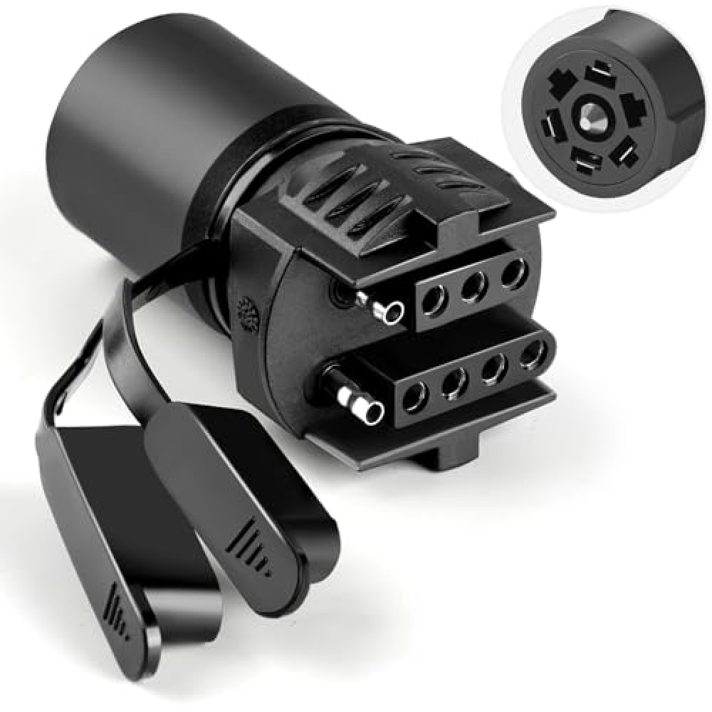 Ekrnlyi Trailer Light Adapter, 7 Pin Trailer Plug Adapter 2 in 1 Design - 7 Pin to 4 Pin Trailer Adapter and 7 Pin to 5 Pin Trailer Adapter, Professional 7 pin Trailer Connector