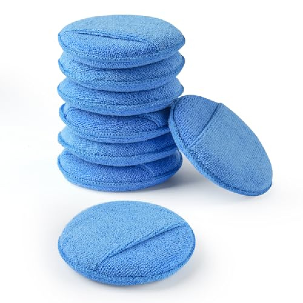 Ekrnlyi Wax Applicator Pad (8 Pack), 5 Inch Microfiber Applicator Pad with Finger Pocket, Washable Reusable Polishing Pads, Buffing Pads for Car Cleaning, Polishing and Detailing