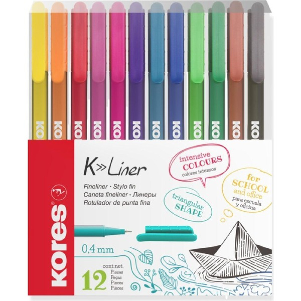 EKS Ticaret Kores Fineliner 0.4 mm Ince Uçlu Yazı ve Çizim Kalemi 12’li Set Keçe Uçlu Kalem Fiyatı