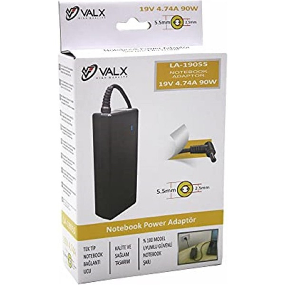 EKS Ticaret Valx Adp LA-19055 19V 4.74A 90W 5.5 x 2.5 Laptop Adaptörü - Siyah Tablet Kılıfı Fiyatı