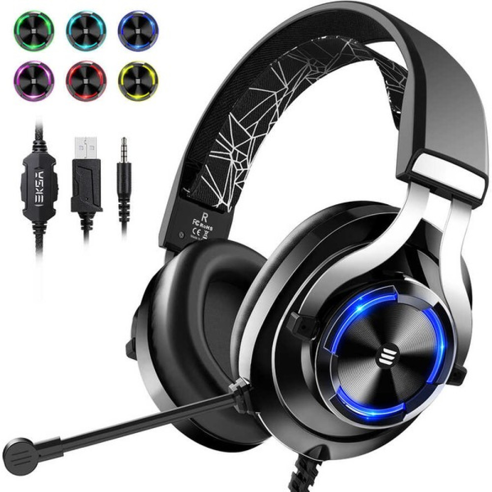 Eksa Kulaklık Rgb Mikrofonlu 3.5 mm Ayarlanabilir Kafa Bandı Esnek Kablolu E3000 Siyah Oto Boyaları Fiyatı