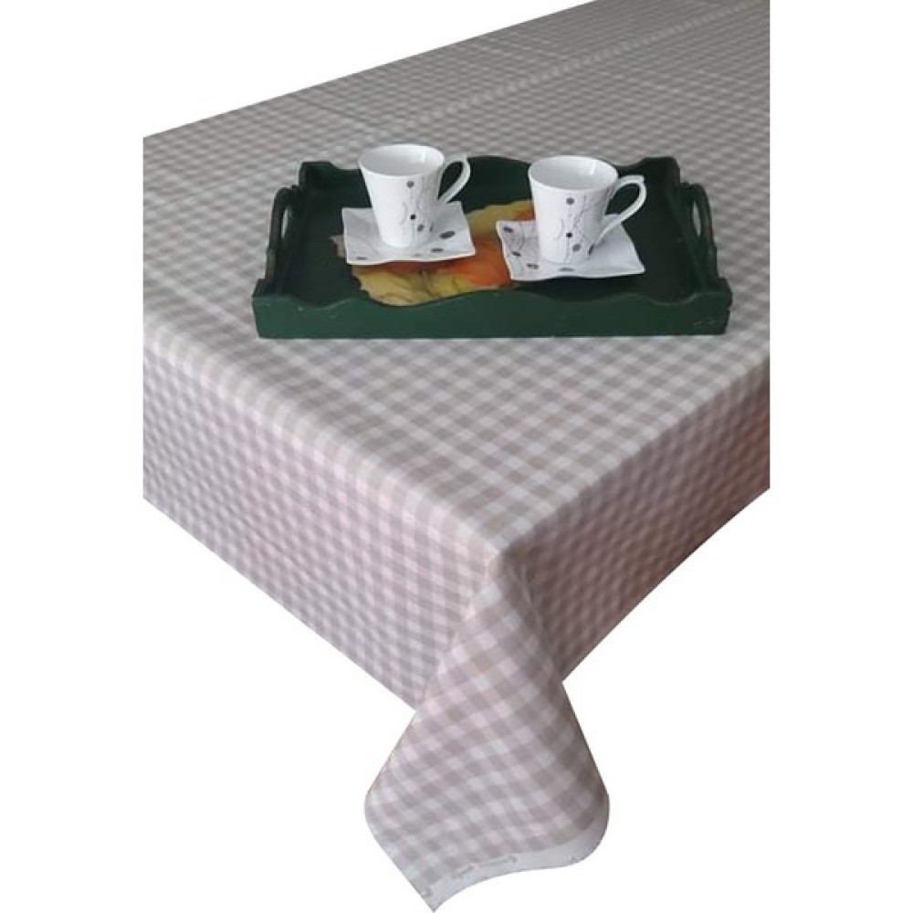 Ekselans Home Bej Kareli Dertsiz Leke Tutmaz Duck Kumaş Mutfak Masa Örtüsü - 130 x 280 cm Masa Örtüsü Fiyatı