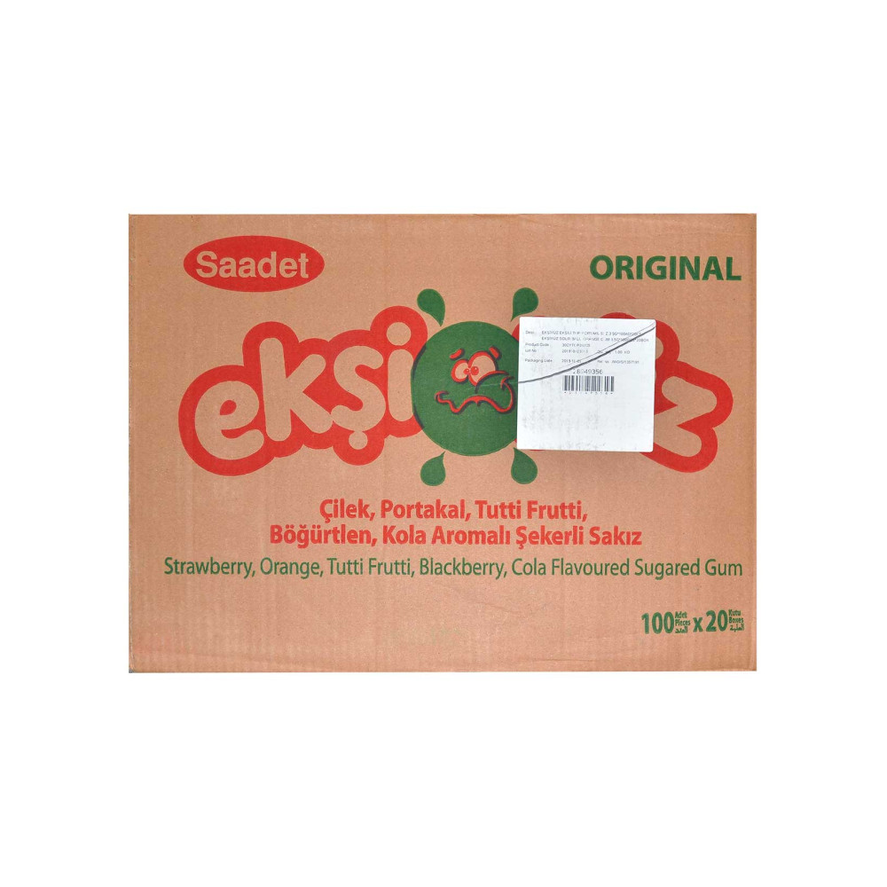 Ekşi Yüz Sakız 100'lü Paket Portakal Aromalı