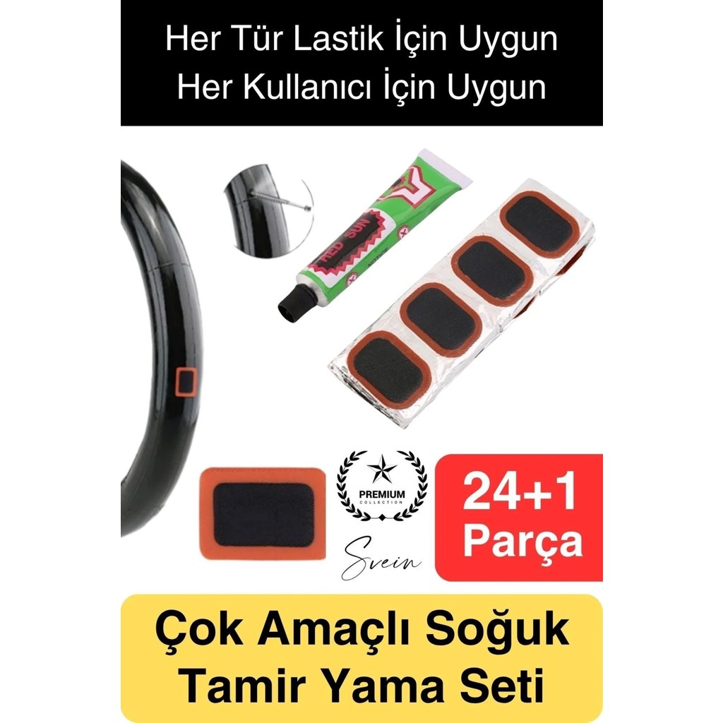 Ekstra Güçlü Araba Bisiklet Motosiklet Soğuk Yama Lastik Tamir Yaması Seti 24 Parça Kolay Pratik - diğer - (ClearEyelets)Black-RadiantOrchid Bisikletler Fiyatı