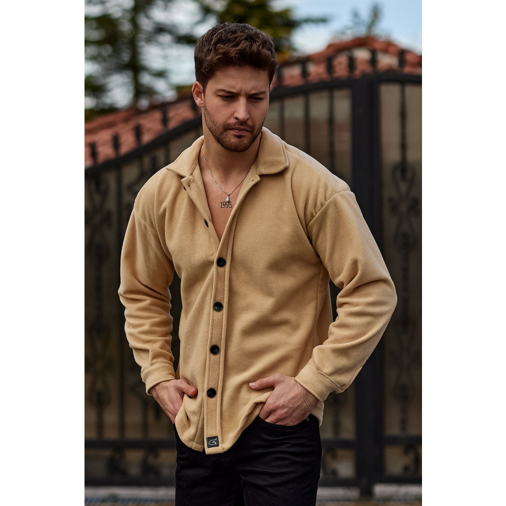 EKZMODA Erkek Bej Oversize Kalın Kışlık Polar Oduncu Erkek Giyim Gömlek M Beden Kadın Gömlek Fiyatı