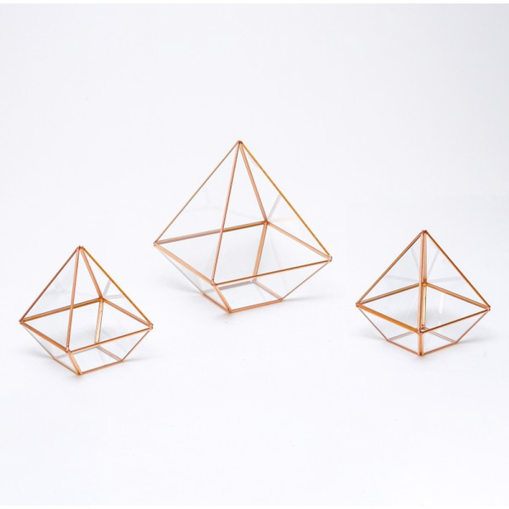El Crea Designs 3 Adet Bakır Rose Gold Geometrik Teraryum Cam Fanus Bitki Fiyatı