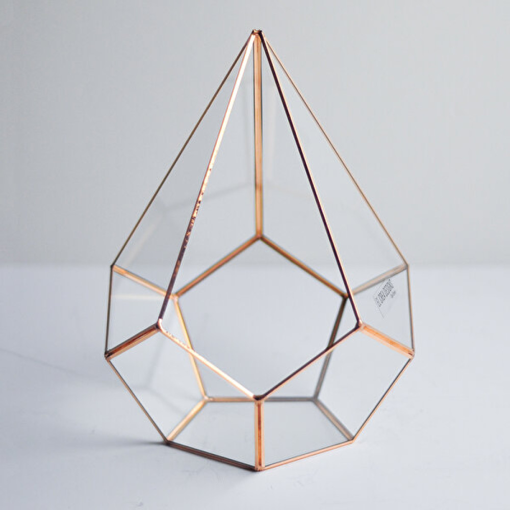 El Crea Designs Bakır Rose Geometrik Teraryum Prizma Cam Fanus Rubby 27X22X22CM Bitki Fiyatı