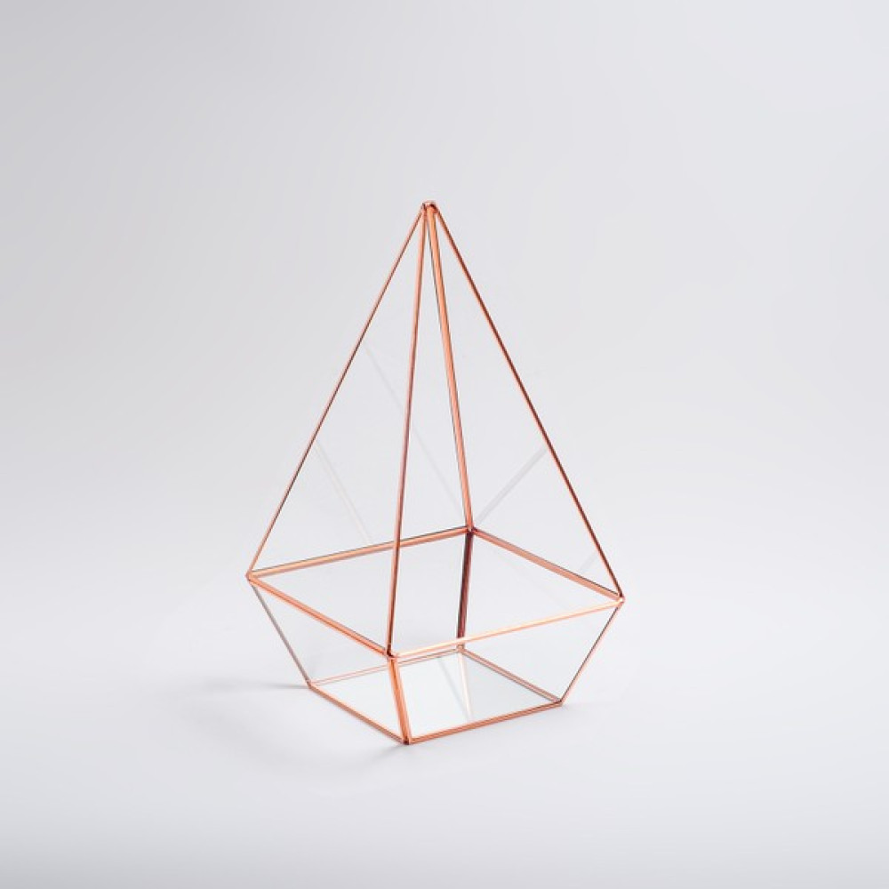 El Crea Designs Bakır Rose Gold Geometrik Cam Teraryum Fanus Bitki Fiyatı