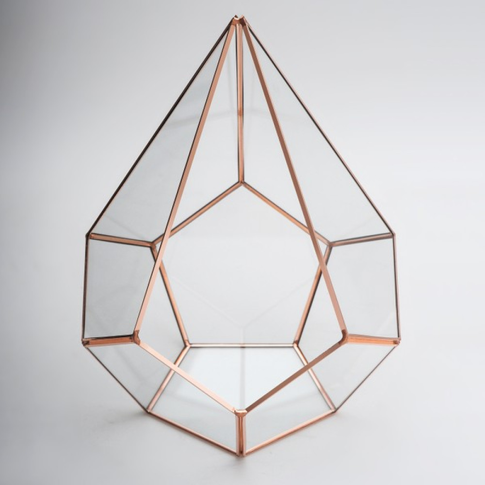 El Crea Designs Çikolata Kutusu Geometrik Teraryum Prizma Cam Fanus Rubby Bakır Rose Gold 31 x 22 x 22CM Bitki Fiyatı